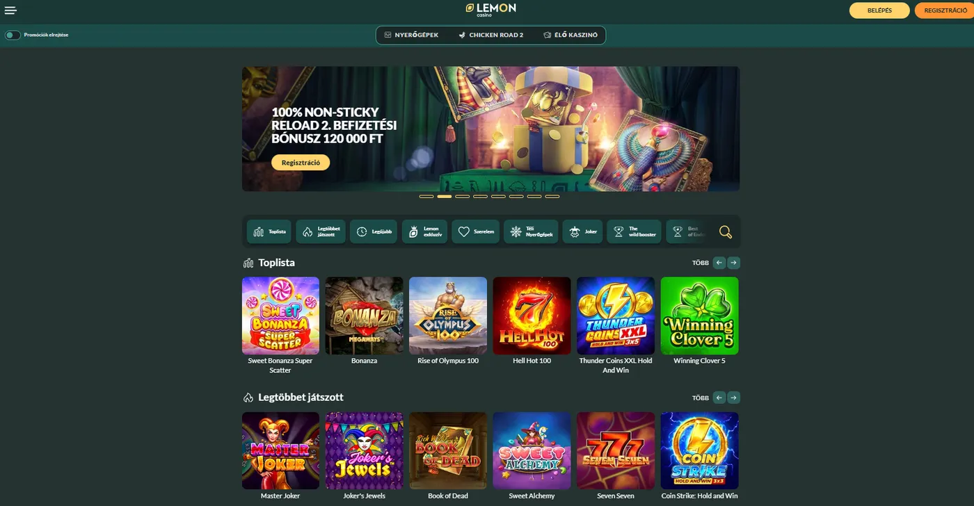 Lemon Casino HU és regisztráció